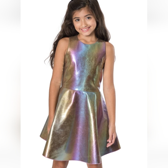 Zoe Ltd Rainbow Josie holographic foil dress gown 14 - Picture 4 of 6